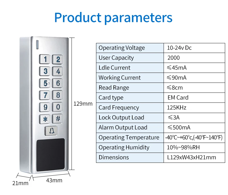 IP67 Waterproof 433Mhz AC 100V~240V Wireless Access Control Kit Electronic Lock