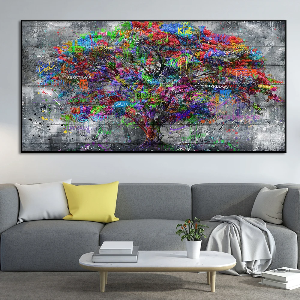 

Tree of Life Poster Abstract Graffiti Art Canvas Painting Print Modern Colorful Pop Pictures Living Room Home Wall Decor Cuadros