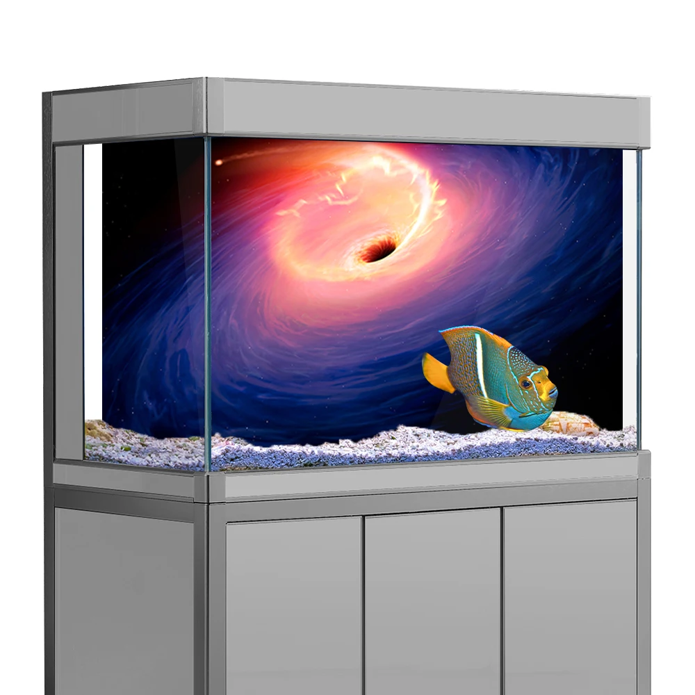 Fish Tank  Aquarium Background Sticker, Black Hole 3D HD Printing Wallpaper Backdrop Decor PVC Poster