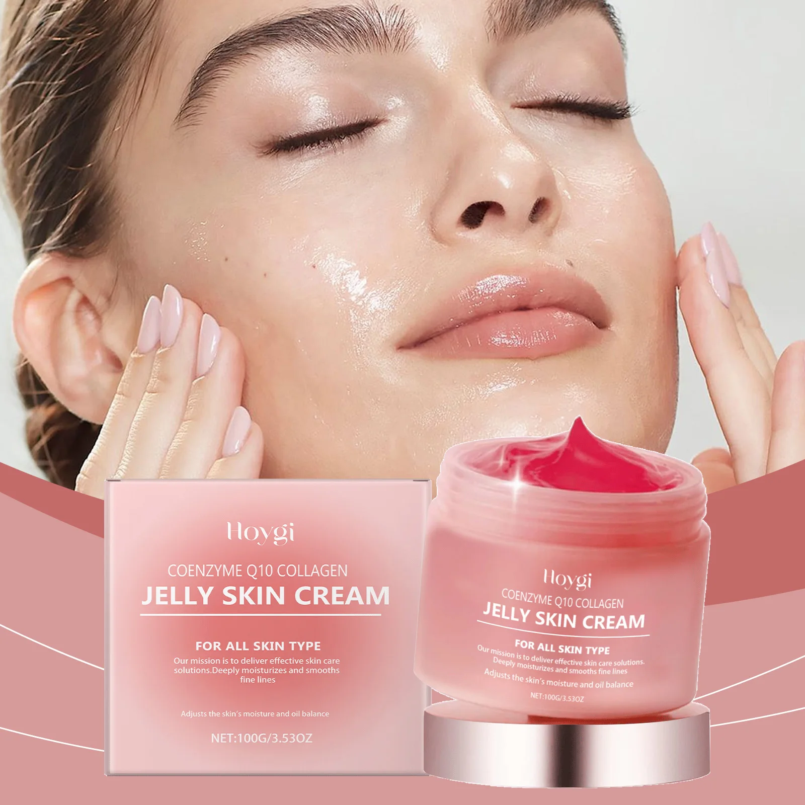Hoygi 100g Collagen Jelly Cream Hydrating Brightening Face Shrinks Pores Skincare Lightweight Lighten Fine Lines Nourish Gel
