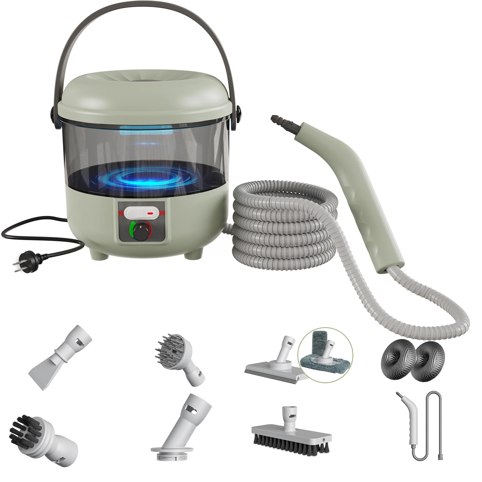 2500W Powerful Handheld Steam Cleaner with 6 Brush Heads - 45 Mins Runtime, 110V Multiuse Steamer for Deep Cleaning Upholstery, 2