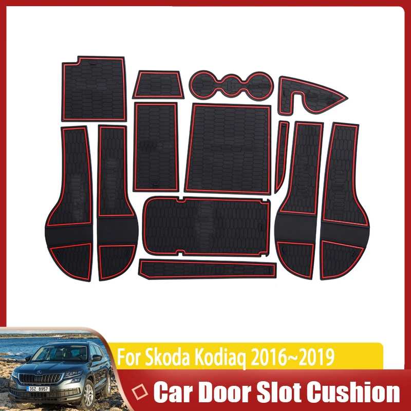Tappetino Per Scanalatura Per Portiera Dell'Auto S Per Skoda Kodiaq 2016 ~ 2019 2020 Tappetino Per Slot Per Cancello Automatico Per Telefono Sillica A