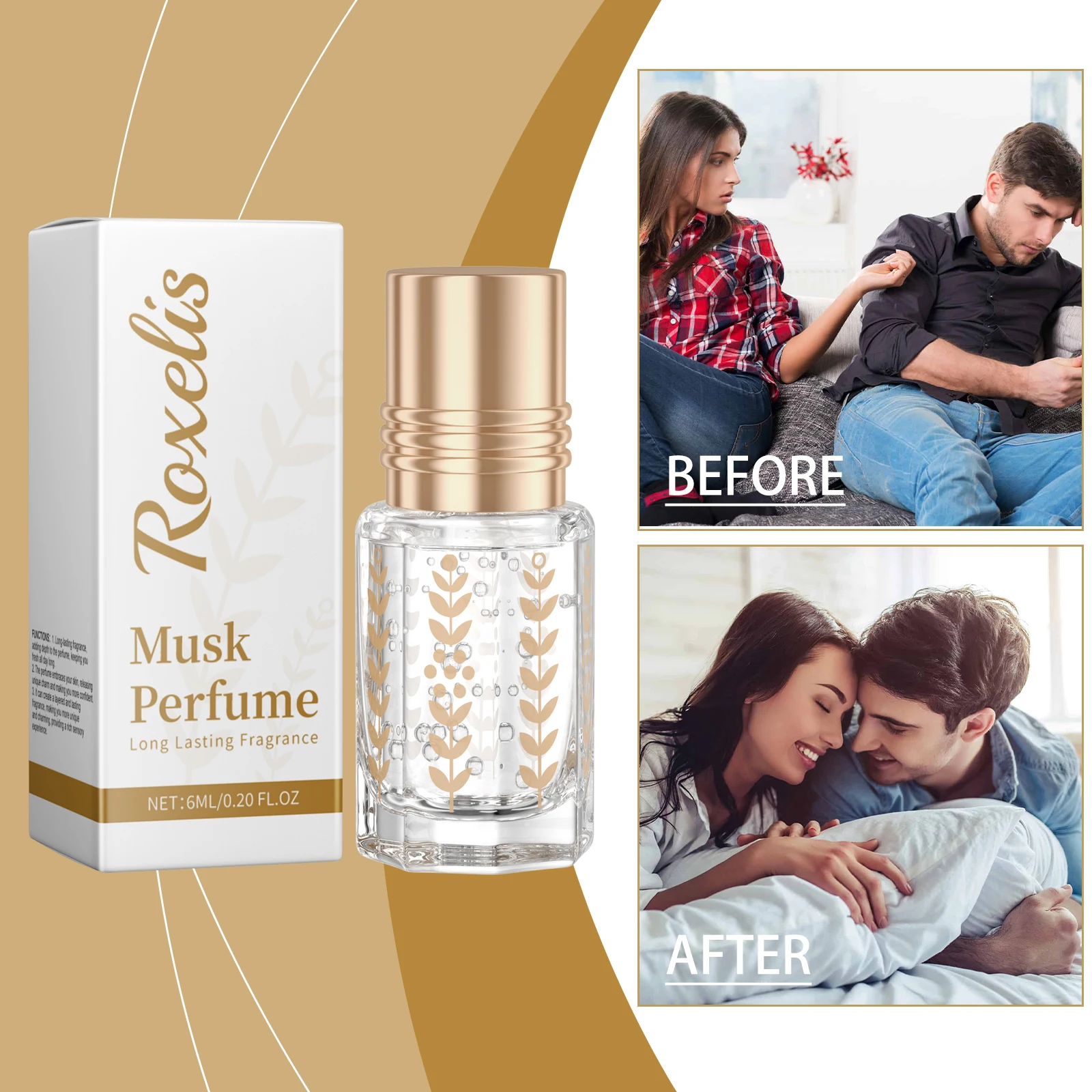 Roxelis Musk Perfume Natural Fresh Lasting Formula Elegant Floral Charming Light Fragrance Daily Ball Bearing Portable Perfume_voghion.com