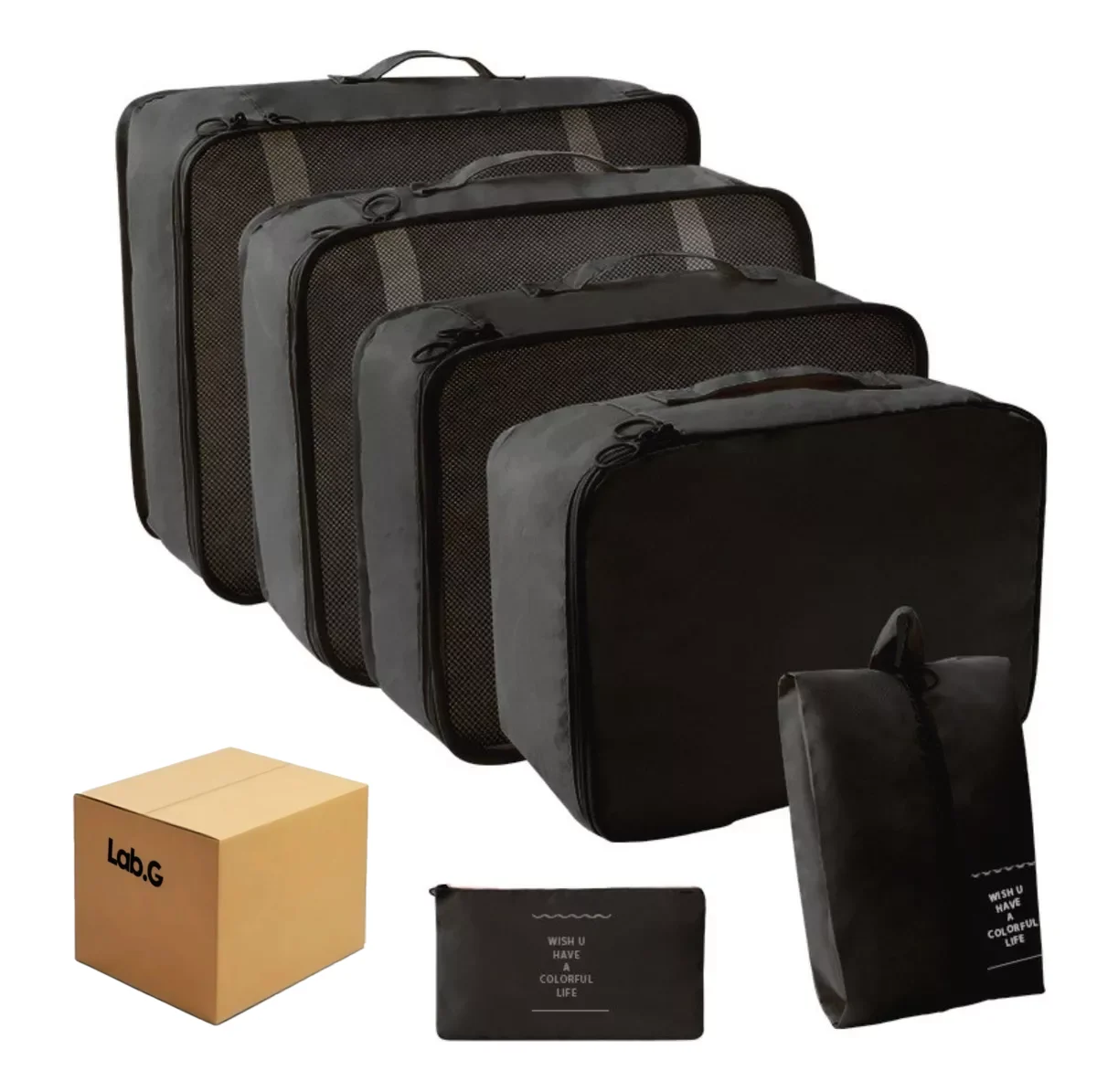 Bolsas De Viaje Impermeables Lab. G Para Zapatos, 10 Piezas Negro
