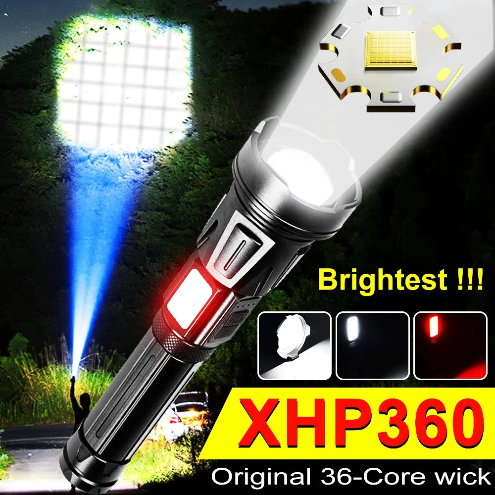 

Фонарик XHP360, светодиодный, 36 ядер, 5000000 лм, с зарядкой от USB