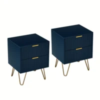 Набор из 2 прикроватных тумбочек, прикроватная тумбочка с местом для хранения вещей, прикроватная тумбочка вместе, ручки и золотые ножки стола