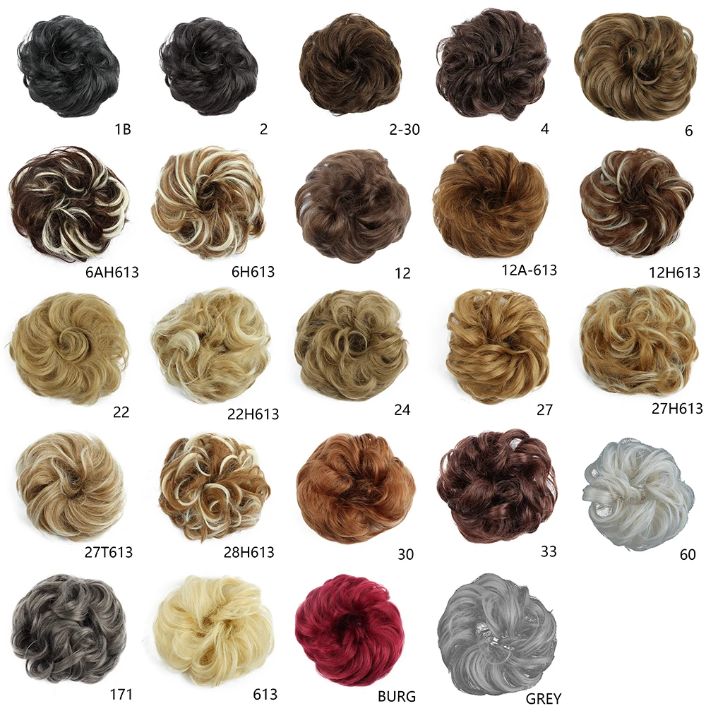 Hair Bun Extensions Synthetic Hair Bun Wig Donut Wavy Elastic Rubber Scrunchie Hair Pieces Ladies Extension Curly Wrap