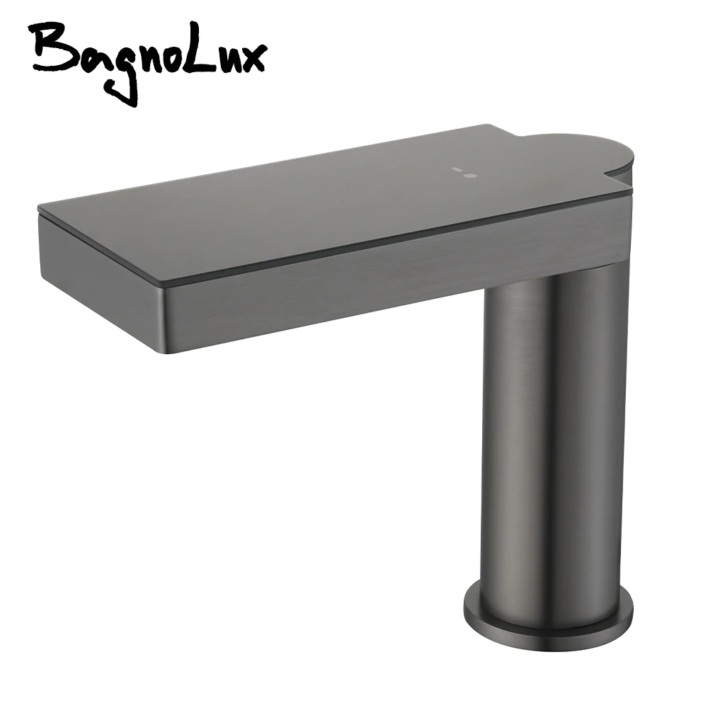 Bagnolux  Grey Mixer Hot Cold Water Tap Single Hole Deck Mounted Bathroom Brass On By Sensor Temperature Display Basin Faucet Bagnolux  Grey Mixer Hot Cold Water Tap Single Hole Deck Mounted Bathroom Brass On By Sensor Temperature Display Basin Faucet