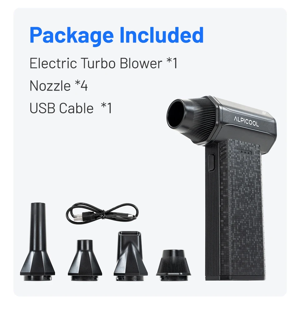 Alpicool X113 Turbo-Lüfter, wiederaufladbar, 110000 U/min, Luftreiniger, 3-stufig einstellbarer Mini-Gebläse, Staubgebläse für Auto, Outdoor, Camping – Detail 8