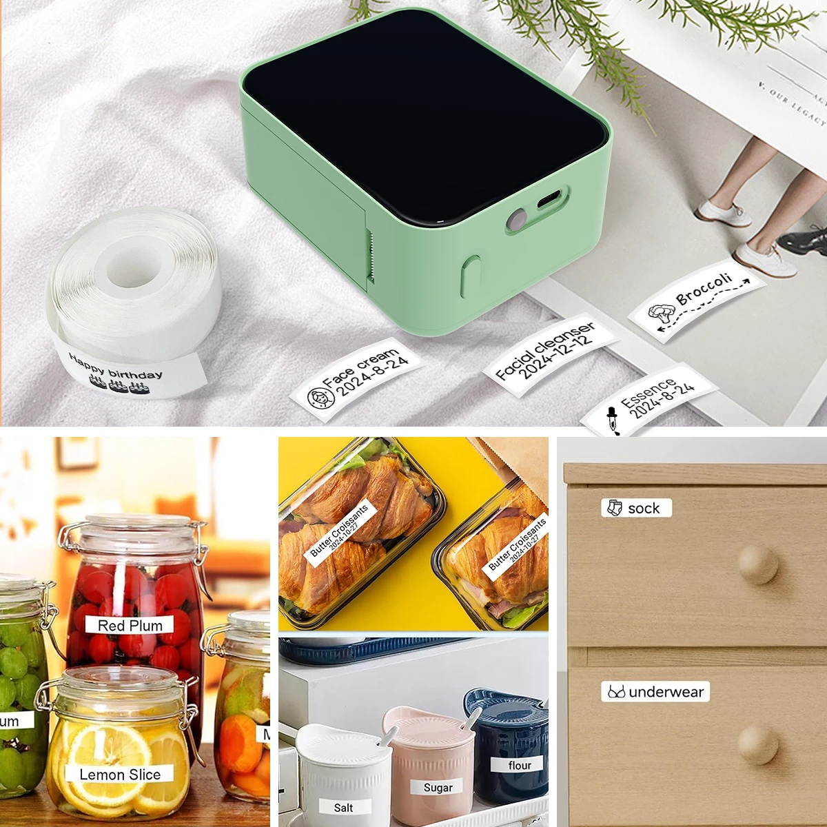 Marklife P15 미니 라벨 프린터 휴대용 열전사 자체 접착 용지 프린터 미니 라벨 메이커 잉크리스 스티커 이름표 라벨러