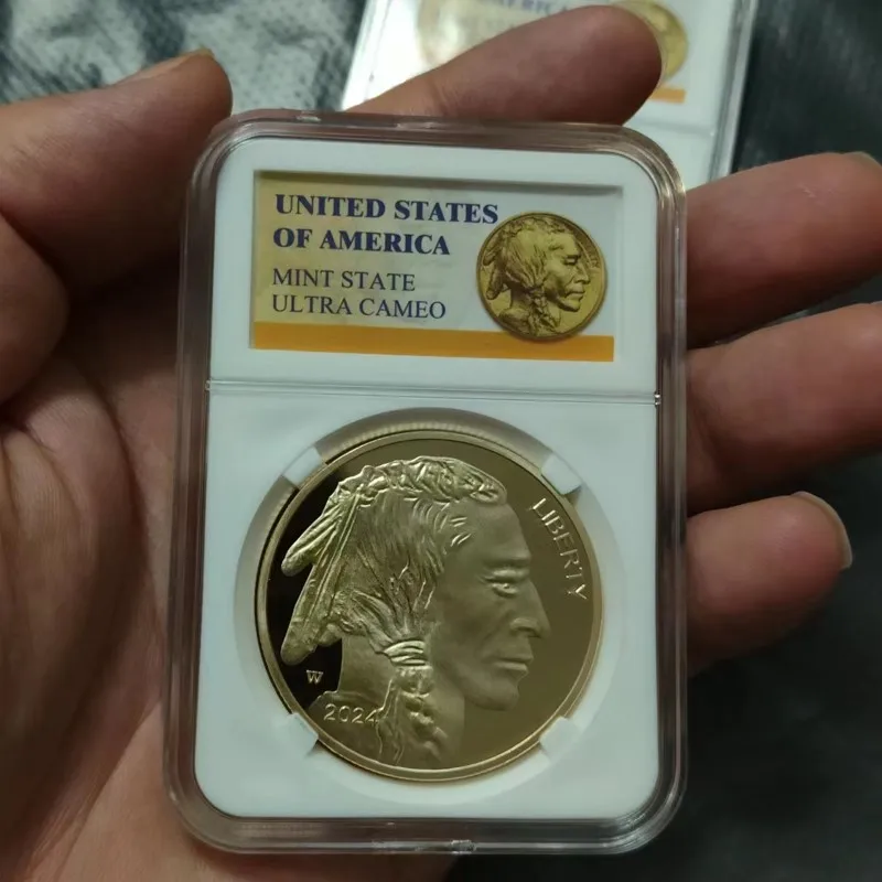 Limited Edition 2024 Non-currency Coin Liberty Indian Commemorative 24K Gold Plated American Coin Badge of Honor