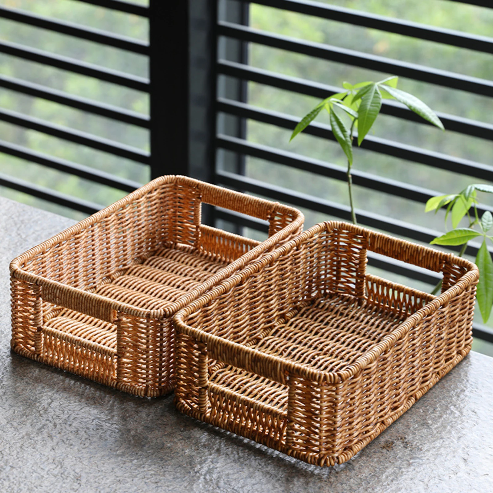 Set Da 3 Cestini In Vimini Intrecciati A Mano – Organizer Per Frutta, Pane E Snack, Decorazione Rustica Per Cucina, Marrone