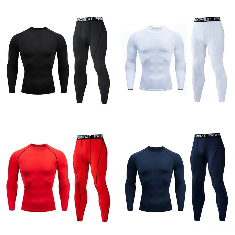 Men's Compression Sportswear Suit 2pcs GYM Tight Sports Yoga Sets Workout Jogging MMA Fitness Clothing Tracksuit Pants Sporting sports suit,tracksuit set,sports set,outdoor suit set
