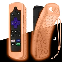 Glow-in-the-Dark Premium Silicone Remote Control Cover with Lanyard (Luminous orange)
