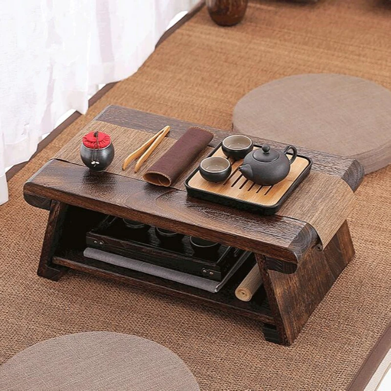 Tavolino Pieghevole, Tavolo da Pranzo/Tavolino Basso in Stile Giapponese/Tavolo da Studio/Piccola scrivania, per Tatami, Camera da Letto, Finestra a Bovindo, Sala da tè (Marrone 70 * 37 * 33 cm) lofty