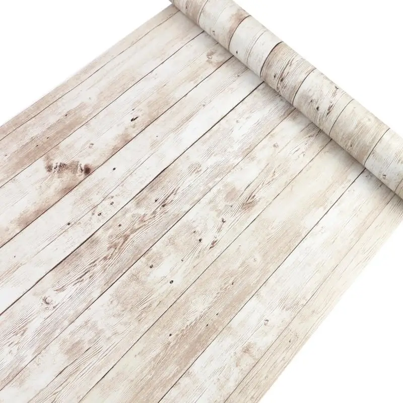 45cm Wallpaper PVC Wall Stickers Self-adhesive Big Roll DIY Waterproof Aged Wood Grain Furniture Home Decoration 2