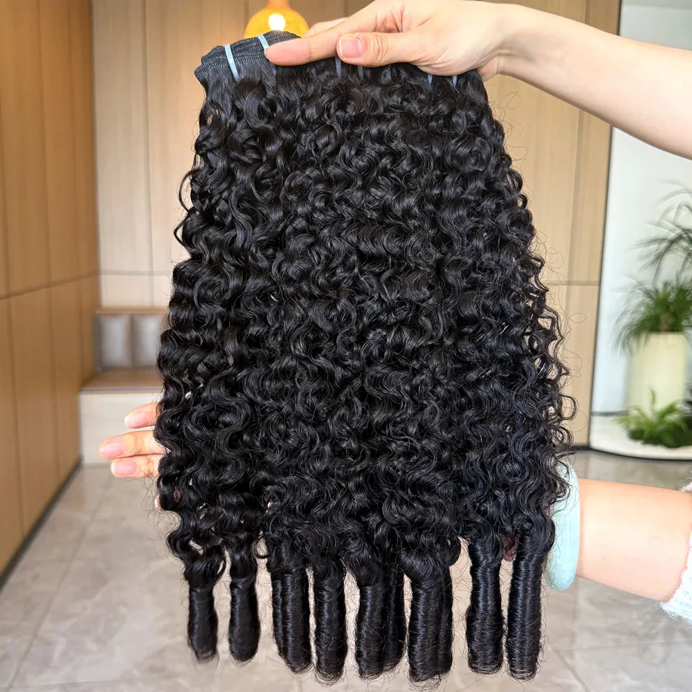 Burmese Curly Hair Bundles Human Hair Quality Sew In Bundles Raw Hair Bundles Double Drawn Brazilian Remy Hair Extensions 4