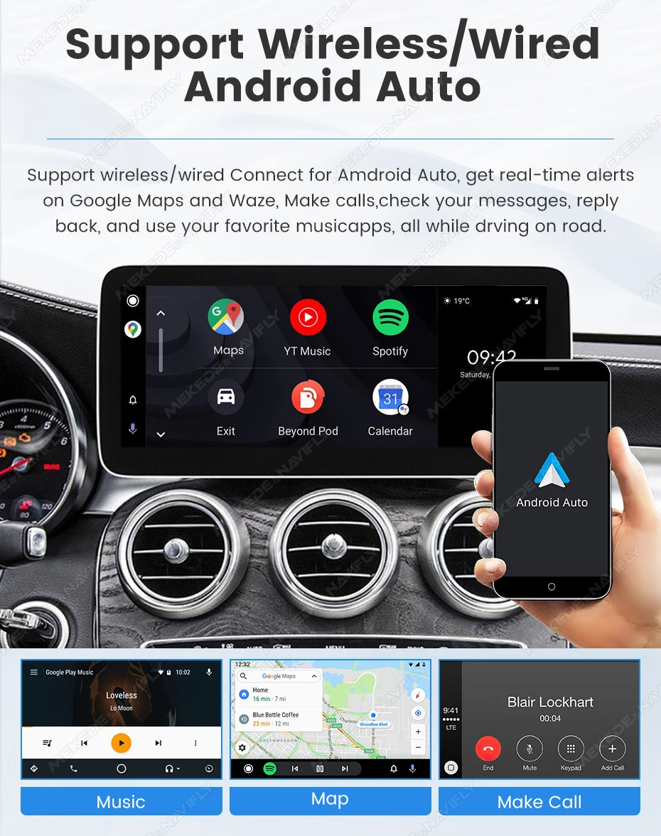 MEKEDE Linux Carplay Bildschirm Android Auto für Mercedes Benz W205 GLC A C V Klasse W447 CLA GLA 2015-2019 als Radio-Multimedia-System – Detail 7