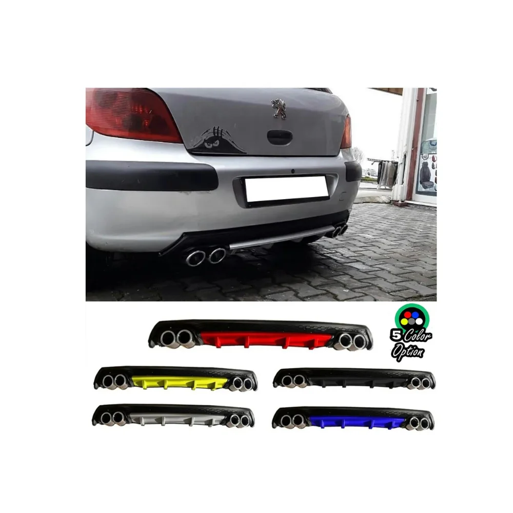 For Peugeot 307 Car Rear Bumper Diffuser Black ABS Plastic Car Styling Spoiler Deflector Body Kit Splitter Lip