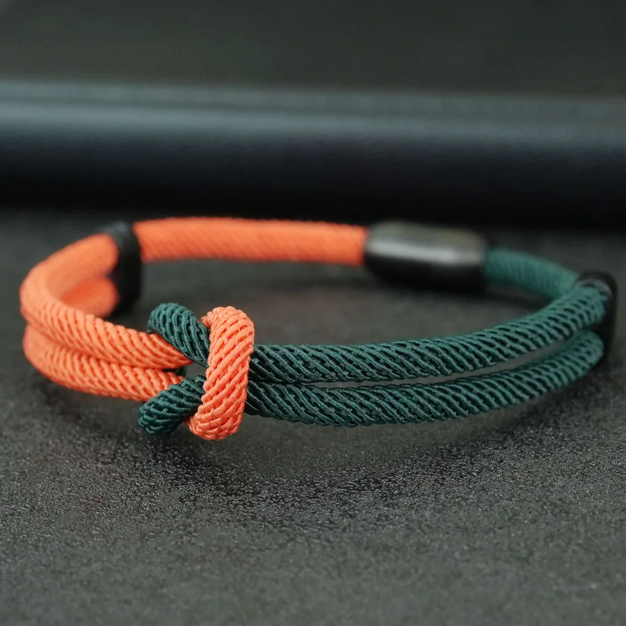 Stainless Steel Magnetic Bicolor Men String Bracelet