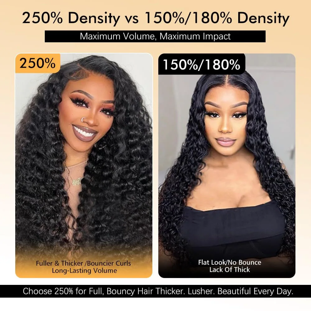 250% Density 40 Inch Glueless Put On And Go 5x5 Lace Closure Deep Wave 13x4 13x6 Front Human Hair Curly No Lace Ready To Go Wigs 4