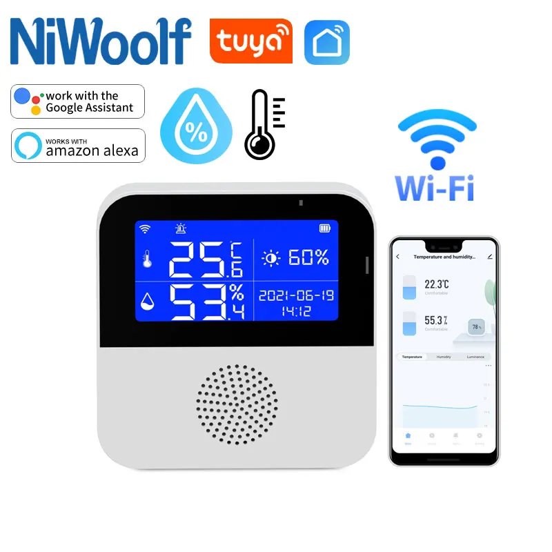 Wifi Temperature Humidity Sensor Tuya Smart Home LCD Display Hygrometer