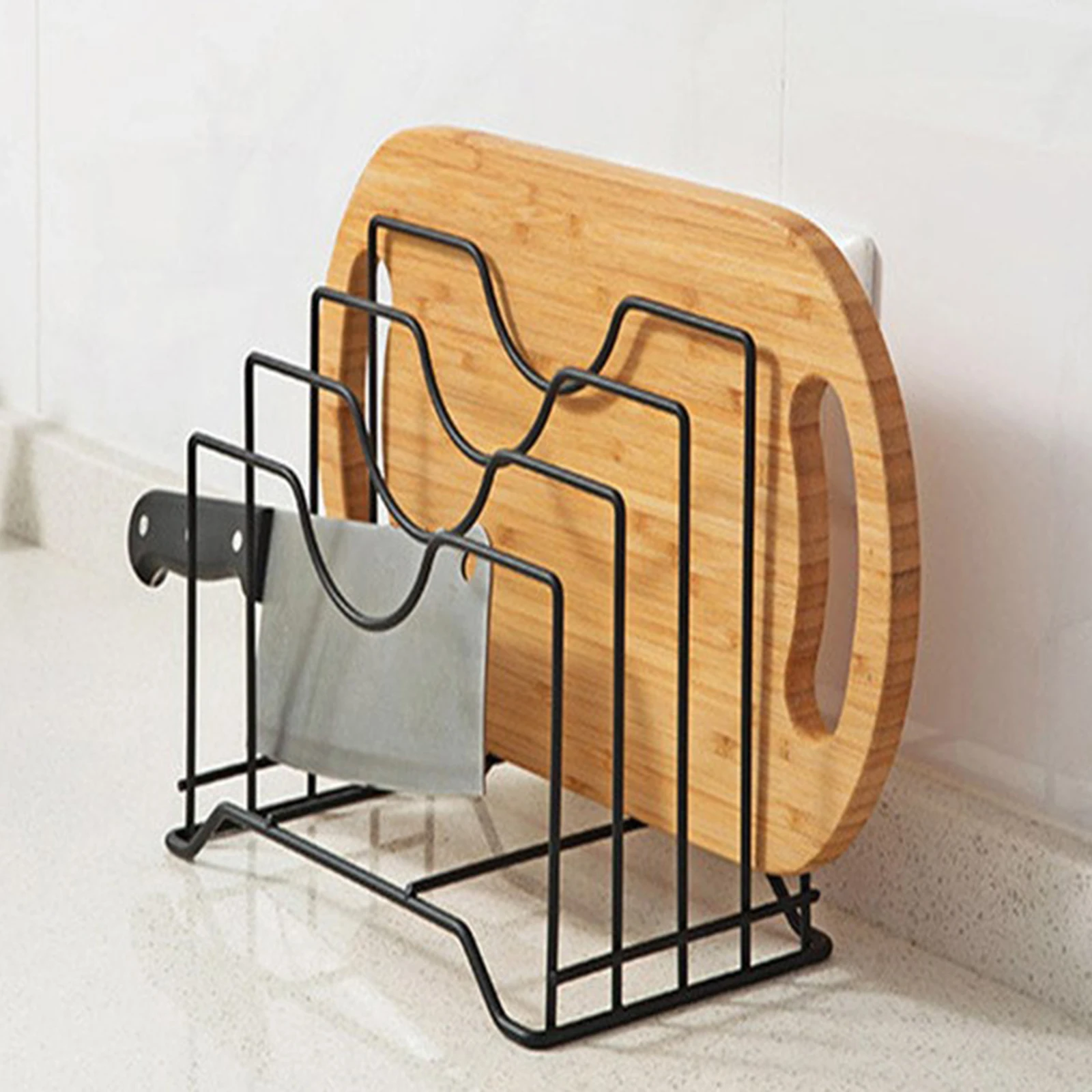 Chopping Board Organizer Kitchen Countertop Drain Storage Shelf Pot Pan Lid Holder Rack for Cabins Apartments Bakeware Home Rvs 4