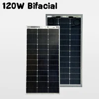 Panneau solaire 120 W 18V, panneau solaire bifacial monocristallin double face, 120 watts, 12 volts, pour batteries 12 V, caravane, camping-car, bateau, yacht, système solaire marin, balcon 1
