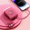 Mini Power Bank 20000mAh Cute Pet Cartoon LED Light Powerbank Built in 4 Cable Portable Charger External Battery Pack Power Bank 4
