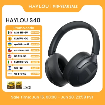 HAYLOU S40 ANC Wireless Headphone 50dB Noise Canceling Hi-Res 3D Spatial Audio Earphone with LDAC Bluetooth 6.0 Over Ear Headset 1
