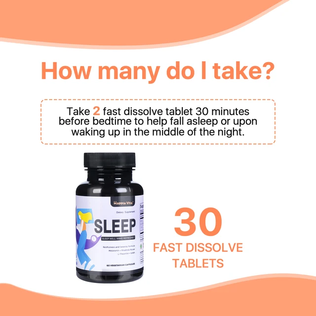 1183-4e3497.jpg HappieVita 4 in 1 Sleep Aid for Adults, Melatonin, Rhodiola Rosea, GABA and L-Theanine Relaxation and Sleep Supplement, 60 Capsu