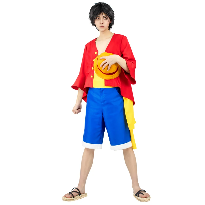 

DAZCOS Adult Anime Monkey D Luffy Red Outfit Cosplay Costume Japanese Anime Cosplay Set Halloween Party Performance Clothing