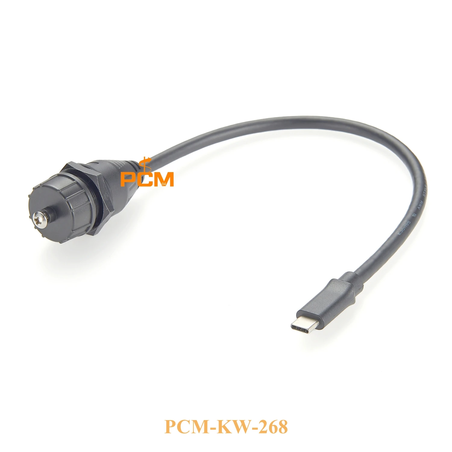 IP67 USB3.1 Type-C round panel mount cable with waterproof cap, Waterproof USB-C extension cable, front lock for chassis mount