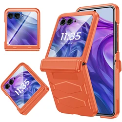Global Carnival Festival Shockproof Phone Case with Hinge Cover and Screen Protector - Titanium - Motorola Razr 60 (Orange)