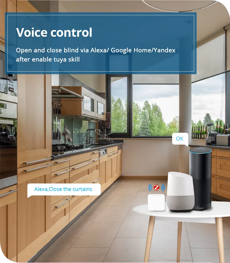 Zemismart-Tuya Zigbee Rolo Shade Motor, Bateria para