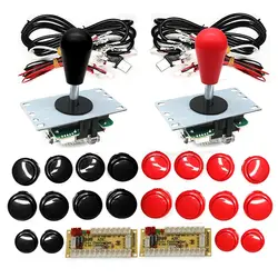 DIY Arcade Kit with USB Encoder & OBSF 30 - Style Buttons (Red and black)