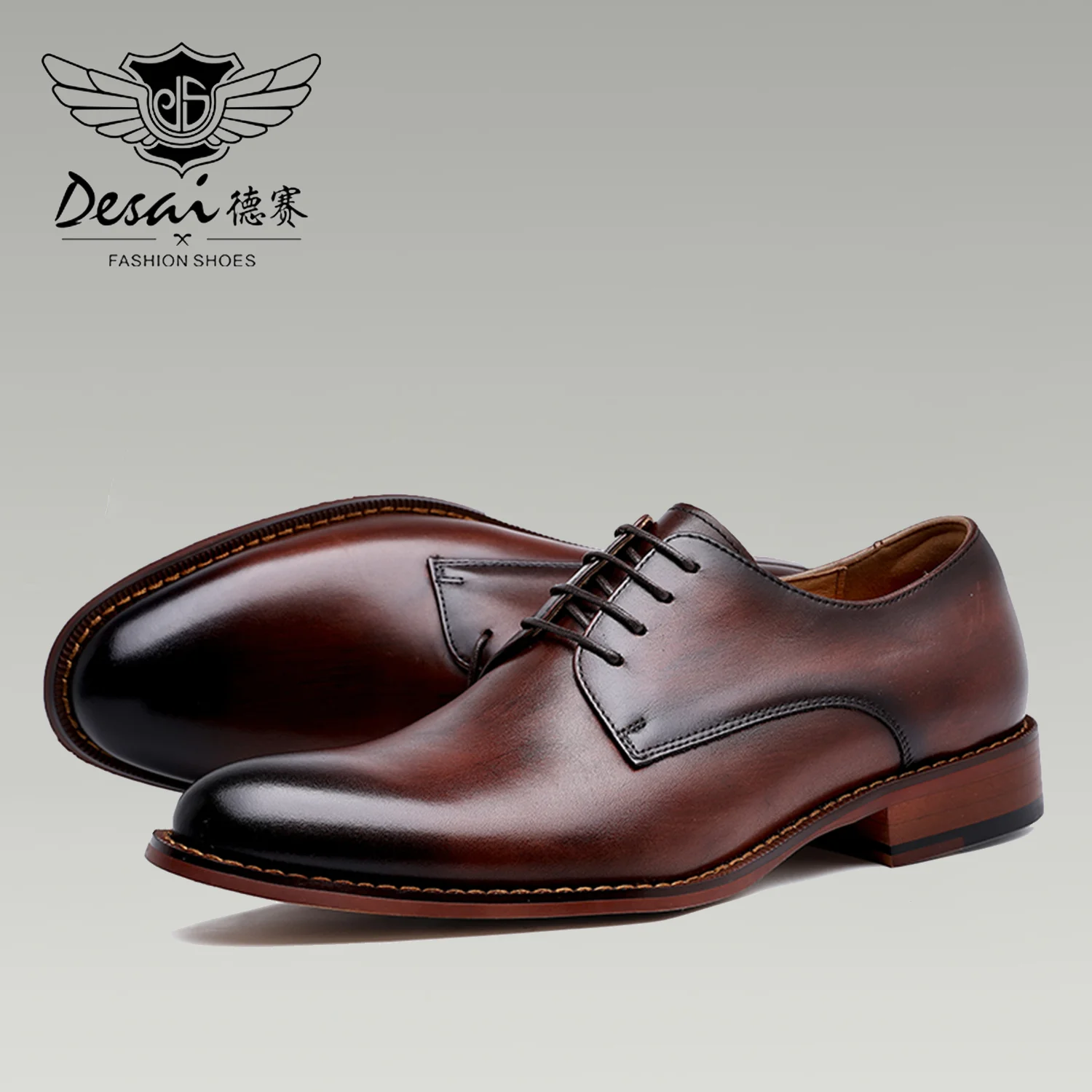 Desai Genuine leather derby shoes Height increasing shoes Men business Classic brand footwear Men's casual Gifts mens leather dress shoes