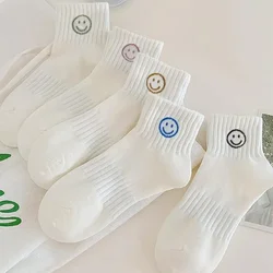 Whimsical Cartoon Face Knee - High Embroidery Socks - Japanese - Inspired Fashion Stockings (5 Pairs) - 5 Pairs (A)