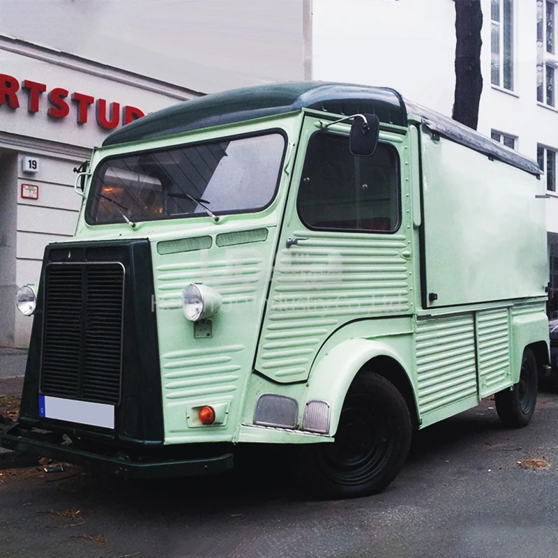 Vintage Food Truck Mobile Restaurant Food Cart Beer Bar Electric Outdoor Picnic Van Pizza Cheese Fries Hamburger Food Car In Vendita