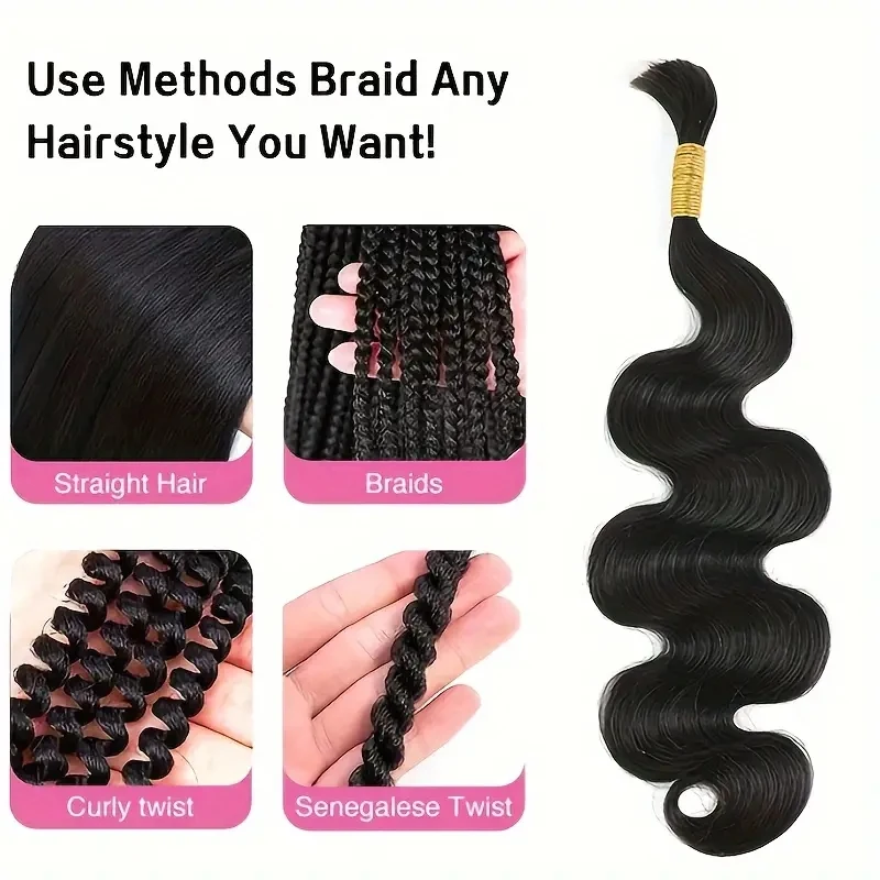 Body Wave Human Hair Bulk for Braiding Brazilian Human Hair Bulk No Weft Natural Black 16 To 24 Inches Extension Crochet Braids human hair extensions