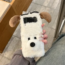 Plush 3D Puppy Folding Phone Case - Cute Korean Flip Cartoon Design for zflip 3 (RW33)