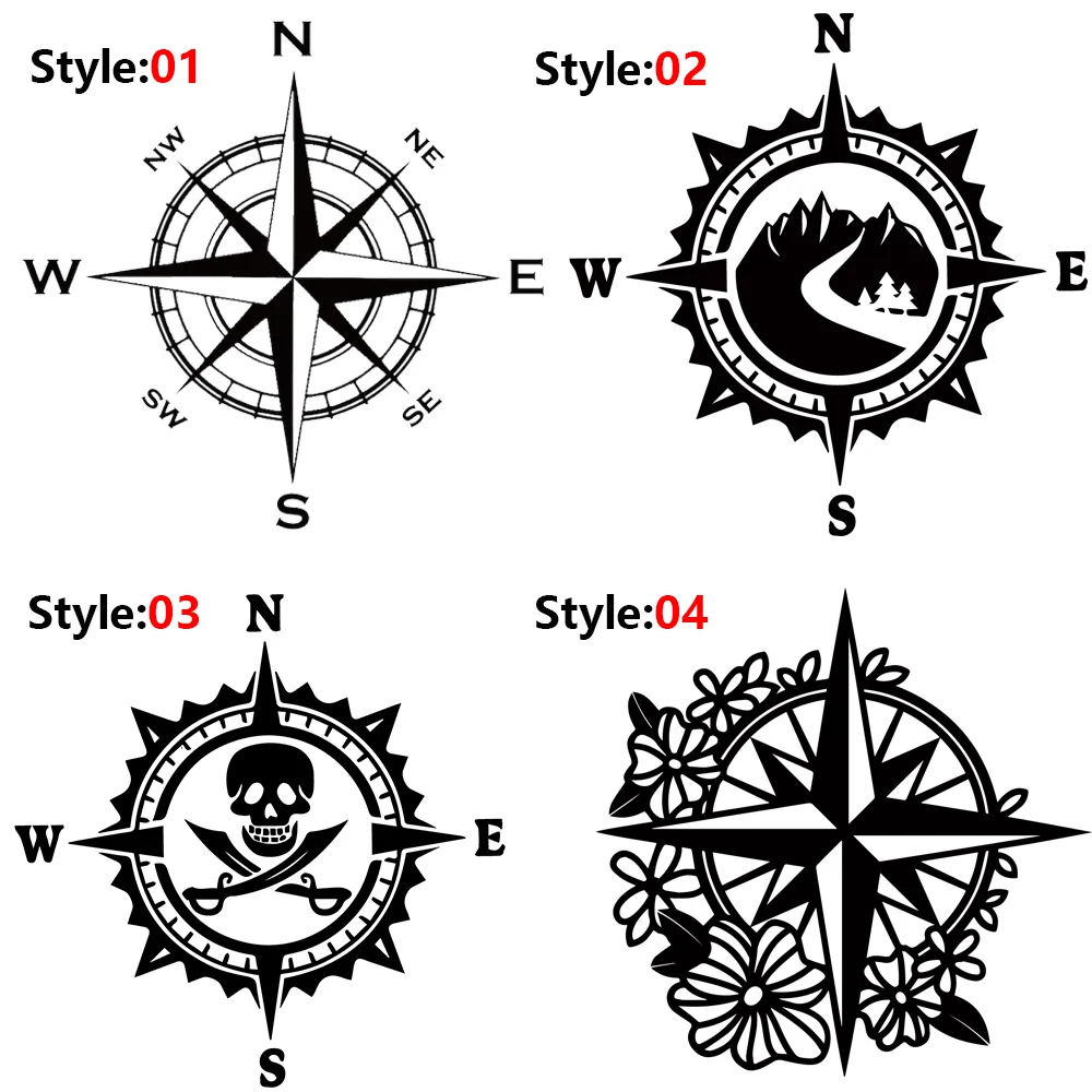 

Sports Adventure Flowers ESWN Compass Die Cut Vinyl Car Sticker Decal for Decorating Car Windows Motorcycle Waterproof Stickers
