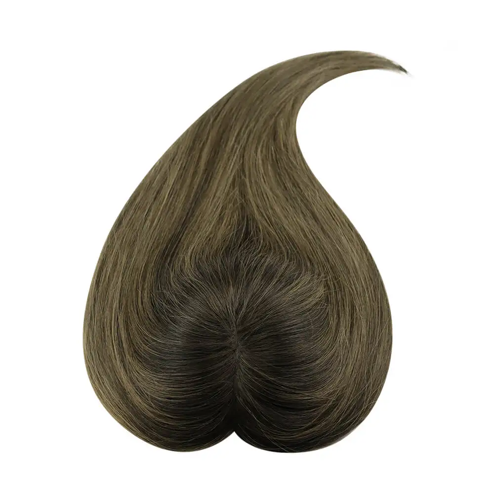 LaaVoo Hair Pieces Extensions Virgin Topper For Short Thining Hair Hand Made 6*7inch Real Brazilian Hair Mono And PU Base Hair 5