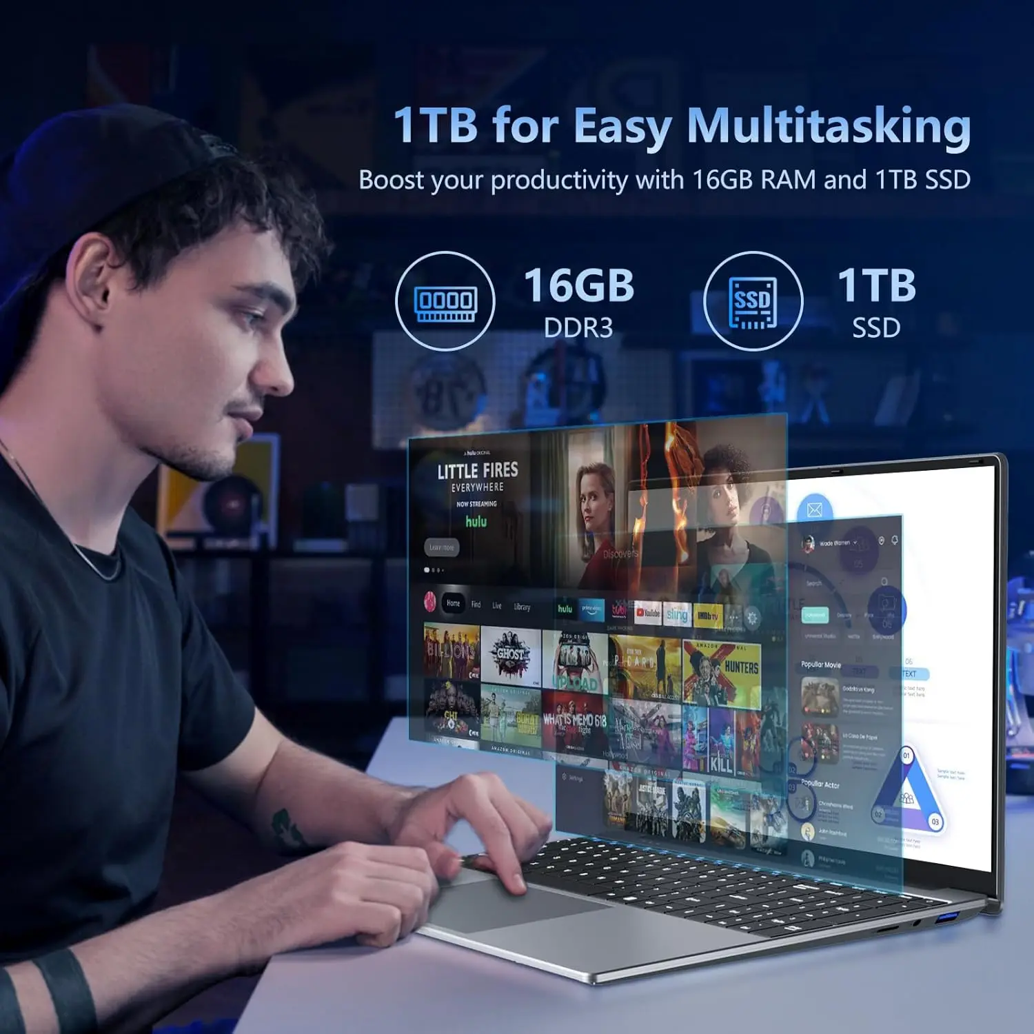 15.6“ Gaming Laptop Computer Intel I9 10980Hk I3 6100 Laptop Pc Gamer 16Gb Ram 1Tb 2Tb Ssd Fingerprint Unlock Notebook Pc with Backlight - immagine 5