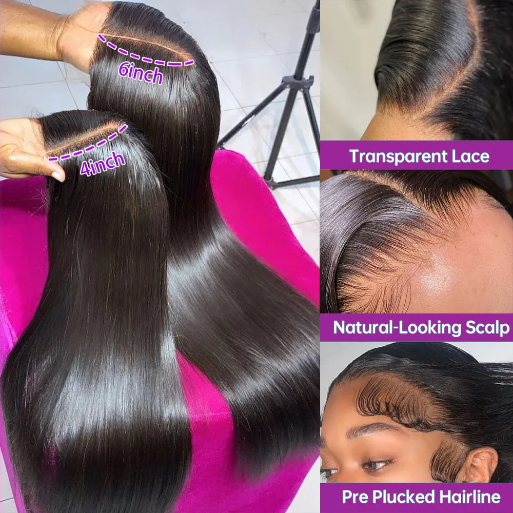 250 Density Glueless Wig Ready To Wear 13X6 Straight Frontal Wig Pre Plucked 5X5 Closure 360 Hd Lace Front Human Hair lace front wig human hair wigs 360 lace wig