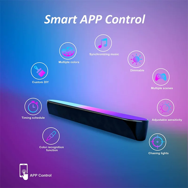 RGB Symphony LED Desktop Night Light - App Controlled Music Rhythm Atmosphere Lamp