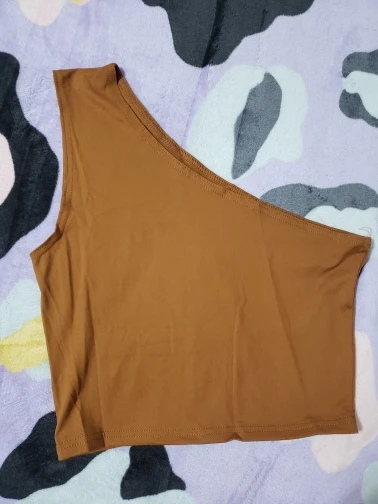 Women's One-Shoulder Athletic Crop Tank Top - Summer Fitness Vest photo review