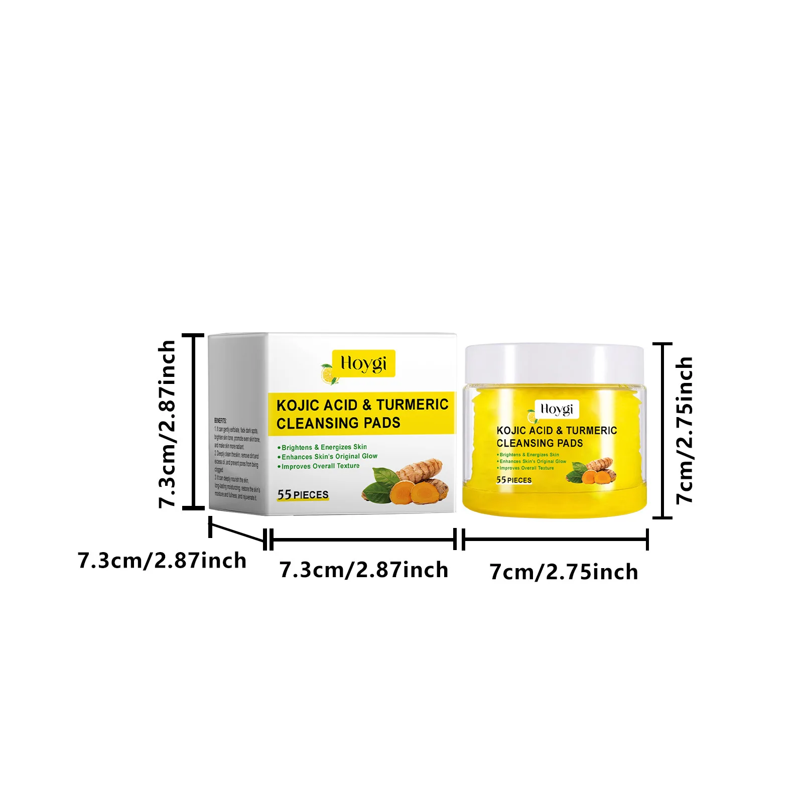 Hoygi 55pcs Turmeric Cleansing Pads Facial Exfoliating Daily Cleansing Remove Dead Skin Smooth Shrink Pore Face Washing Pads 6