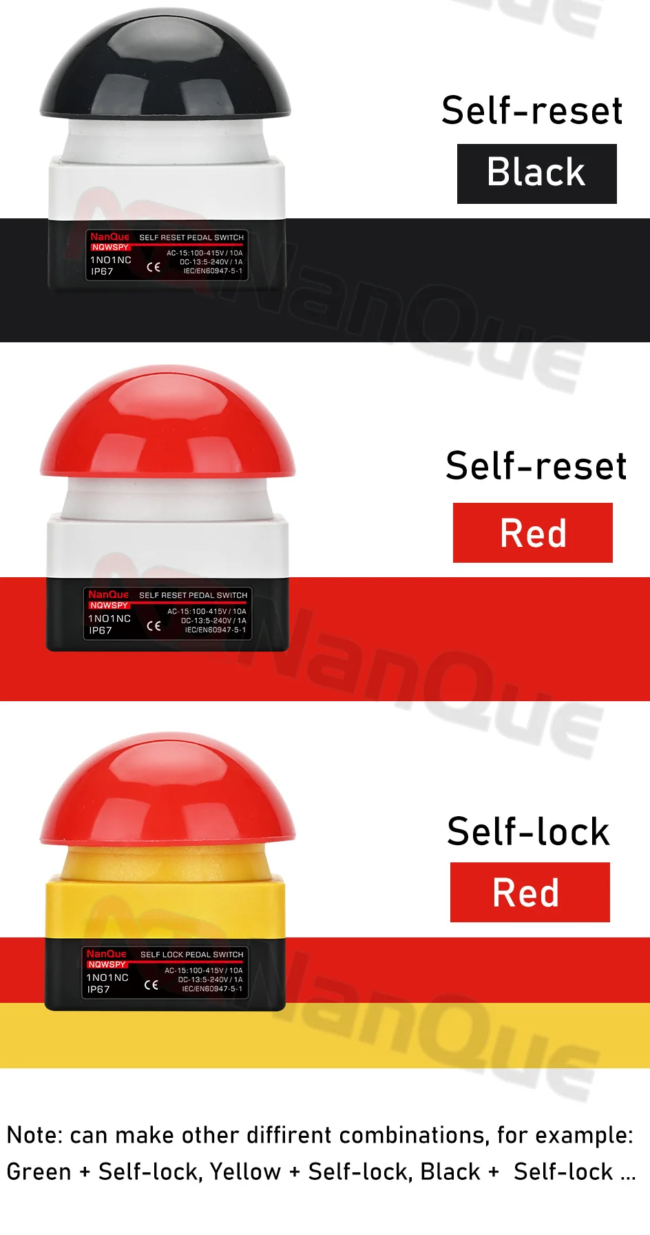 punho pé push auto reset bloqueado não nc começar contator