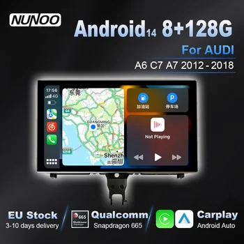 Qualcomm Android 14, Carplay Inalámbrico para Audi A6 C7 A7 2012-2018, Pantalla Táctil, Reproductor Multimedia para Auto, Radio GPS, Radio para Auto 1